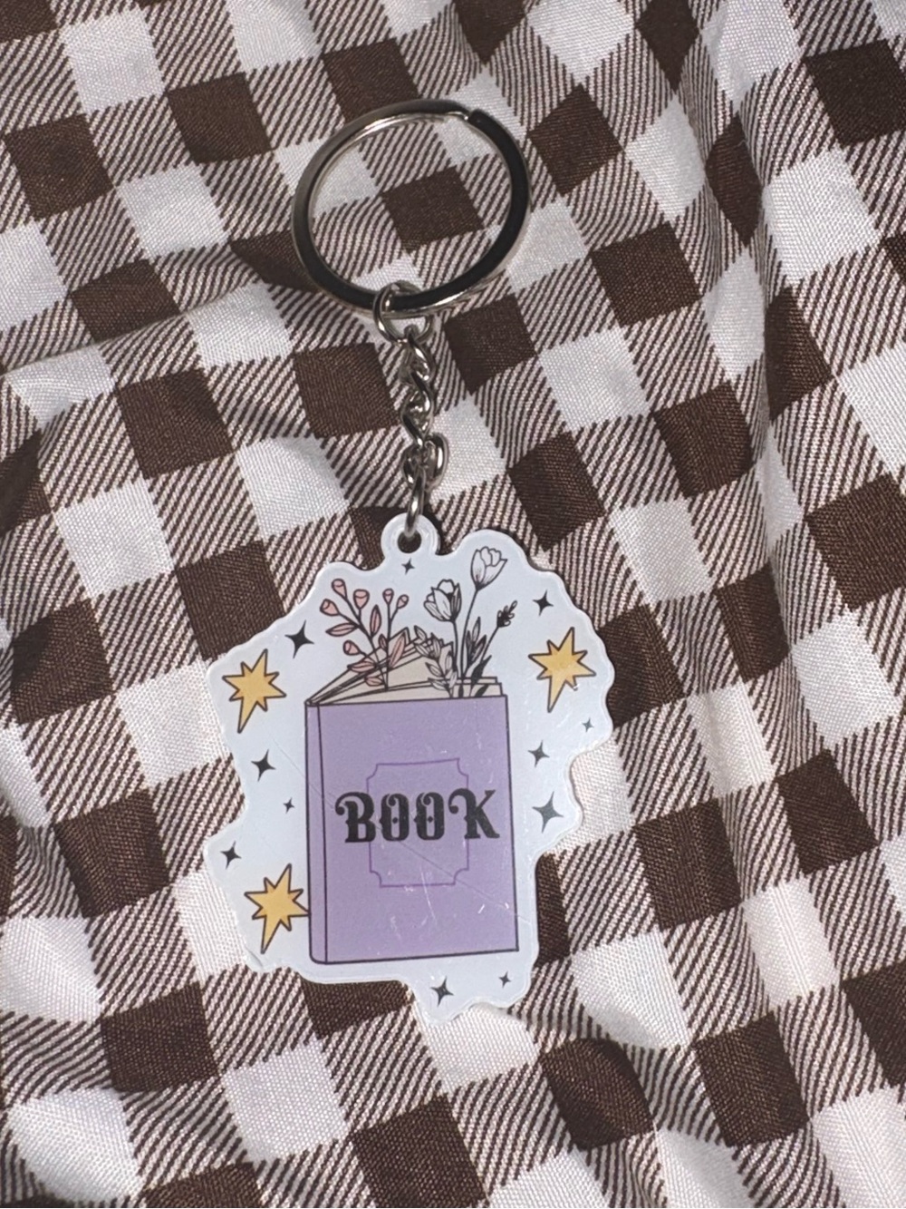 Purple Book Keychain Charm with Stars